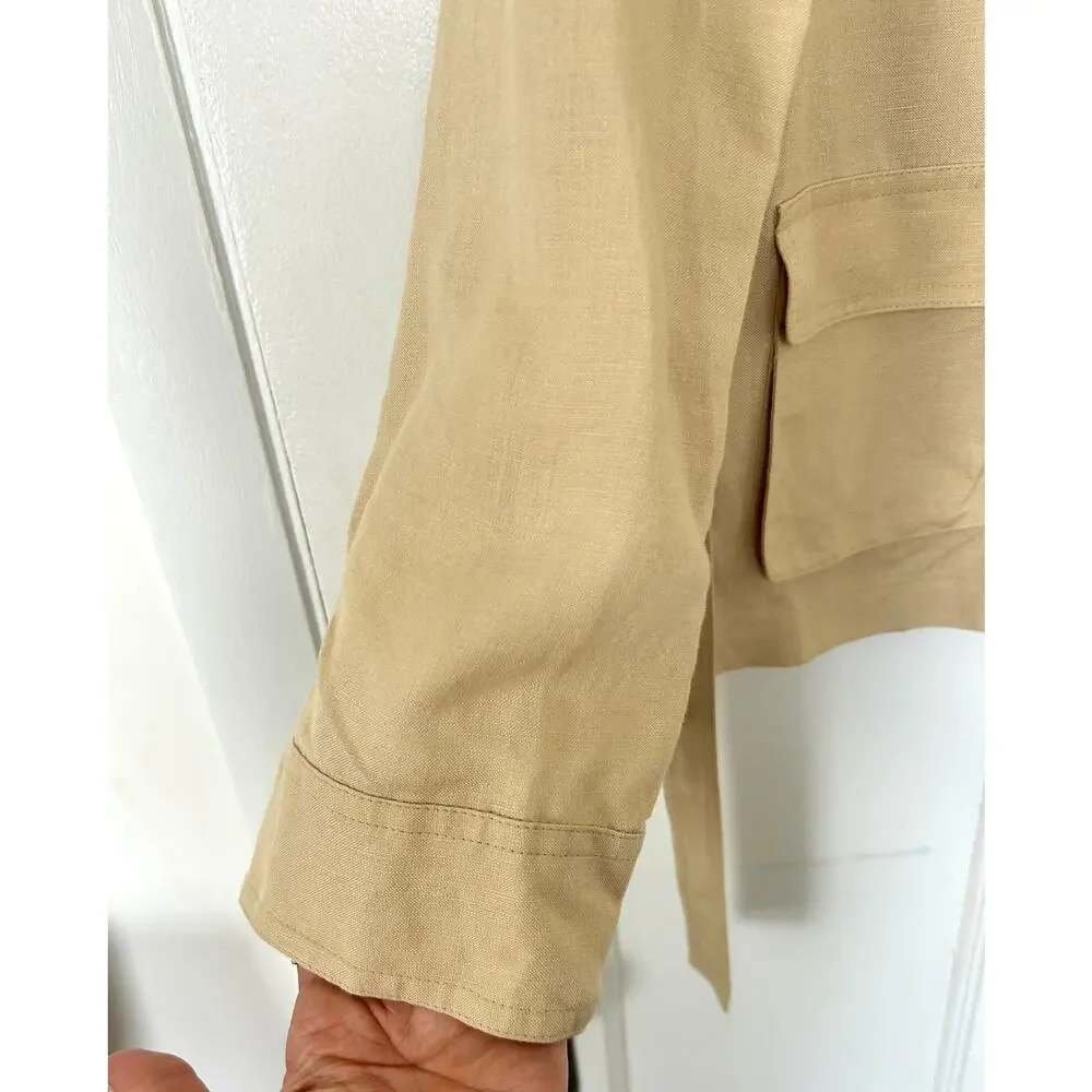 Vintage 90's Linen/Rayon Cargo Jacket Size Small | Bandolino | Minimalist Style